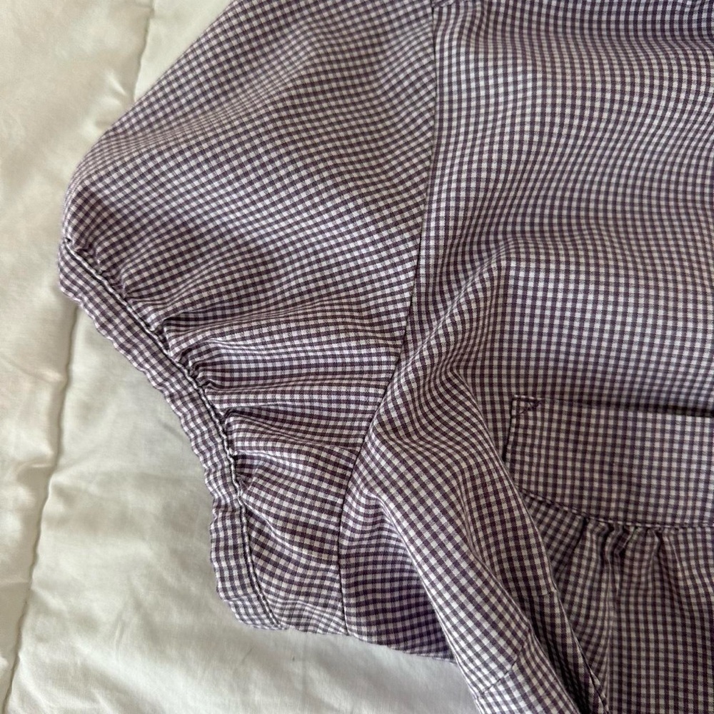 purple gingham button up blouse - image 4